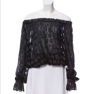 Rachel Zoe Silk Off Shoulder Metallic Blouse